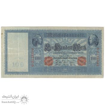 اسکناس 100 مارک 1910 ویلیام دوم - مهر قرمز - تک - VF35 - آلمان