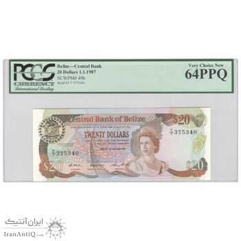اسکناس 20 دلار 1987 الیزابت دوم - تک - UNC64 - بلیز