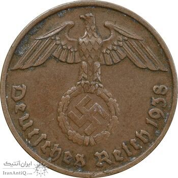 سکه 2 رایش فینیگ 1938D رایش سوم - EF45 - آلمان