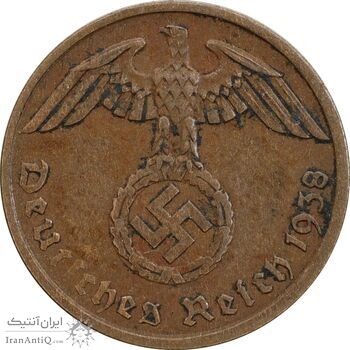 سکه 1 رایش فینیگ 1938A رایش سوم - EF45 - آلمان