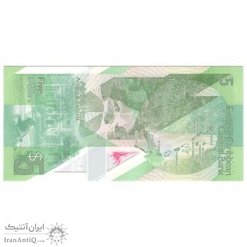 اسکناس 5 دلار بدون تاریخ (2021) الیزابت دوم - تک - UNC64 - حوزه کارائیب شرقی