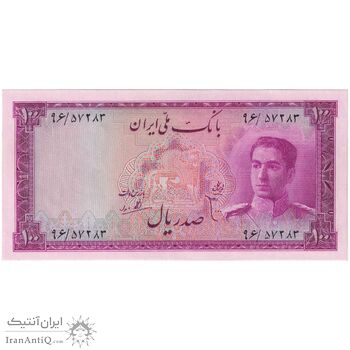 اسکناس 100 ریال سری سوم - تک - UNC62 - محمد رضا شاه