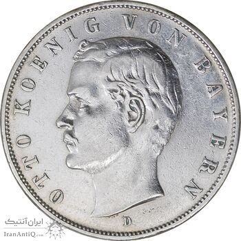 سکه 3 مارک 1909D اتو - EF - cleaned - آلمان - باواریا