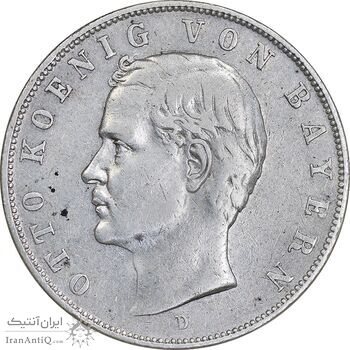 سکه 3 مارک 1910D اتو - EF45 - آلمان - باواریا
