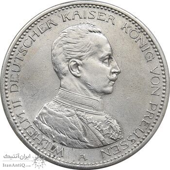 سکه 5 مارک 1914 ویلیام دوم - EF45 - آلمان - پروس