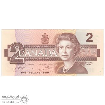 اسکناس 2 دلار 1986 الیزابت دوم - تک - UNC64 - کانادا