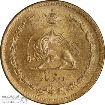 سکه 10 دینار 1317 برنز - MS63 - رضا شاه