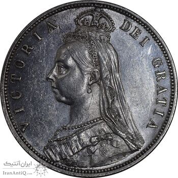 سکه 1/2 کرون 1887 ویکتوریا - MS61 - انگلستان
