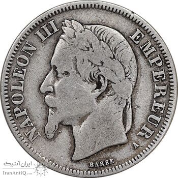 سکه 2 فرانک 1866 ناپلئون سوم - VF30 - فرانسه