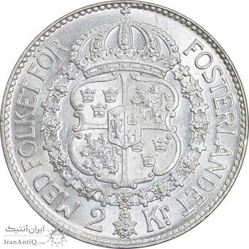 سکه 2 کرون 1940 گوستاو پنجم - MS63 - سوئد