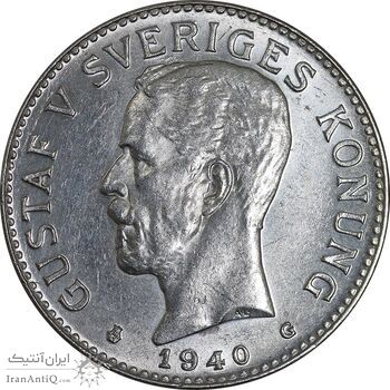 سکه 2 کرون 1940 گوستاو پنجم - MS63 - سوئد