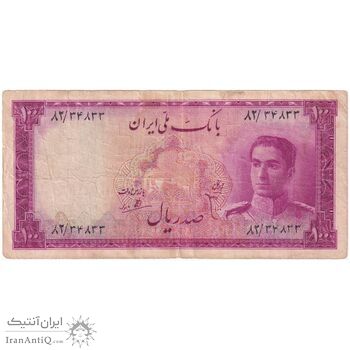 اسکناس 100 ریال سری سوم - تک - VF25 - محمد رضا شاه