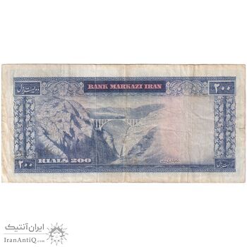 اسکناس 200 ریال (آموزگار - فرمان فرماییان) نوشته قرمز - تک - VF35 - محمد رضا شاه