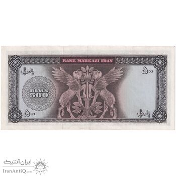 اسکناس 500 ریال (آموزگار - فرمان فرماییان) نوشته سیاه - تک - AU55 - محمد رضا شاه