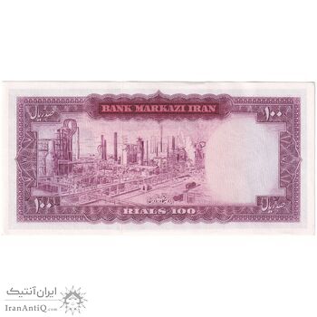 اسکناس 100 ریال (آموزگار - سمیعی) نوشته قرمز - تک - UNC62 - محمد رضا شاه