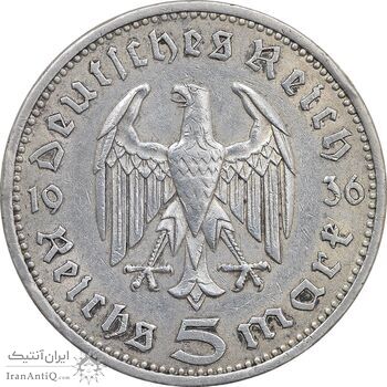 سکه 5 رایش مارک 1936A رایش سوم - AU53 - آلمان