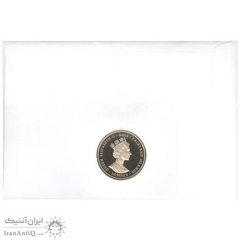 مجموعه تمبر و سکه یادبود روز اول انتشار به مناسبت پنجاهمین سال سلطنت ملکه الیزابت دوم 2002 - ملکه بر تخت - UNC - جزایر فالکلند