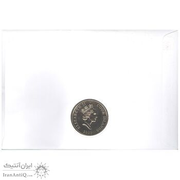 مجموعه تمبر و سکه یادبود روز اول انتشار به مناسبت پنجاهمین سال سلطنت ملکه الیزابت دوم 2002 - تاج گذاری - UNC - جزایر کوک