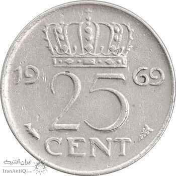 سکه 25 سنت 1969 یولیانا - EF45 - هلند