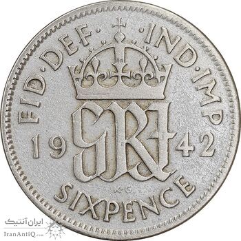 سکه 6 پنس 1942 جرج ششم - EF40 - انگلستان