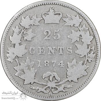 سکه 25 سنت 1874 ویکتوریا - F - کانادا