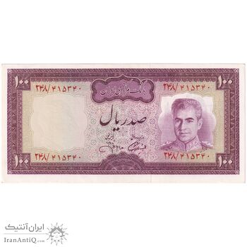 اسکناس 100 ریال (آموزگار - جهانشاهی) - تک - UNC63 - محمد رضا شاه