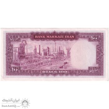 اسکناس 100 ریال (آموزگار - جهانشاهی) - تک - UNC61 - محمد رضا شاه