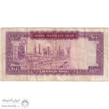 اسکناس 100 ریال (آموزگار - فرمان فرماییان) نوشته قرمز - تک - VF30 - محمد رضا شاه