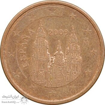 سکه 5 یورو سنت 2009 خوآن کارلوس یکم - AU50 - اسپانیا