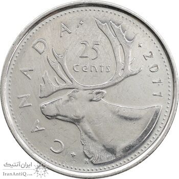 سکه 25 سنت 2011 الیزابت دوم - AU58 - با لوگوی RCM - کانادا