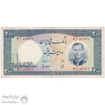 اسکناس 200 ریال 1337 - تک - EF40 - محمد رضا شاه