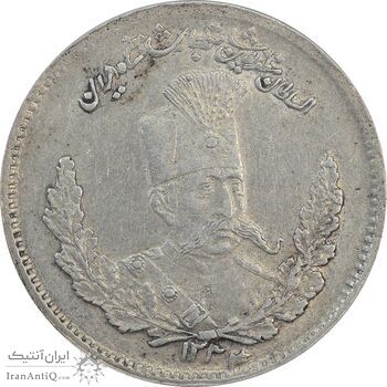 سکه 500 دینار 1323 (3 تاریخ پایین ضخیم) تصویری - AU58 - مظفرالدین شاه