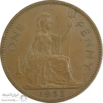 سکه 1 پنی 1953 الیزابت دوم - EF40 - انگلستان