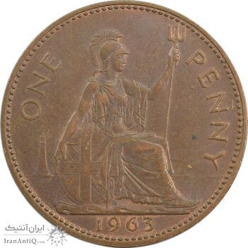 سکه 1 پنی 1963 الیزابت دوم - AU58 - انگلستان