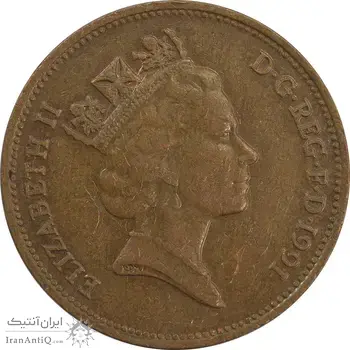 سکه 2 پنس 1991 الیزابت دوم - EF40 - انگلستان
