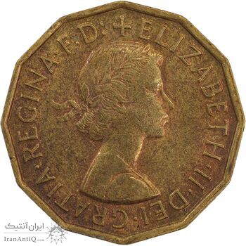 سکه 3 پنس 1957 الیزابت دوم - AU58 - انگلستان