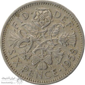 سکه 6 پنس 1958 الیزابت دوم - EF45 - انگلستان