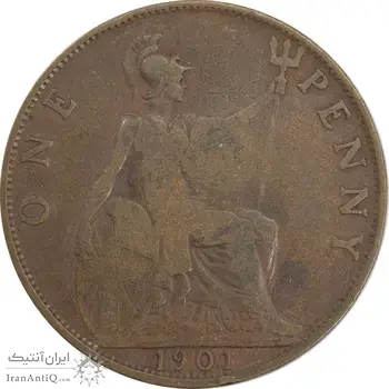 سکه 1 پنی 1901 ویکتوریا - VF25 - انگلستان
