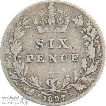 سکه 6 پنس 1897 ویکتوریا - VF20 - انگلستان