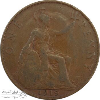 سکه 1 پنی 1919 جرج پنجم - VF25 - انگلستان