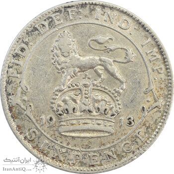 سکه 6 پنس 1913 جرج پنجم - AU50 - انگلستان