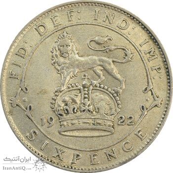 سکه 6 پنس 1922 جرج پنجم - MS62 - انگلستان سکه 6 پنس 1922 جرج پنجم - MS62 - انگلستان