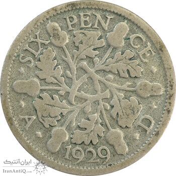 سکه 6 پنس 1929 جرج پنجم - VF25 - انگلستان