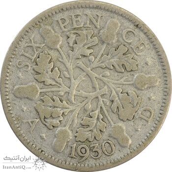 سکه 6 پنس 1930 جرج پنجم - VF25 - انگلستان