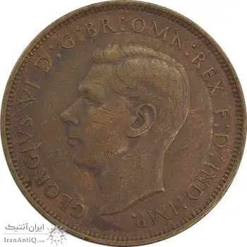 سکه 1 پنی 1945 جرج ششم - EF45 - انگلستان