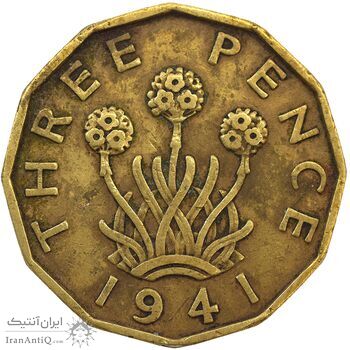 سکه 3 پنس 1941 جرج ششم - EF40 - انگلستان سکه 3 پنس 1941 جرج ششم - EF40 - انگلستان