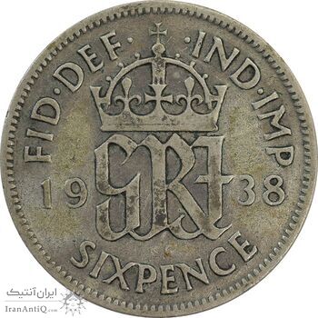 سکه 6 پنس 1938 جرج ششم - VF30 - انگلستان