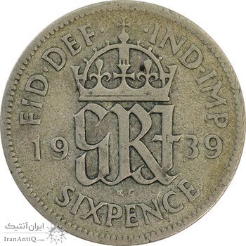سکه 6 پنس 1939 جرج ششم - VF25 - انگلستان