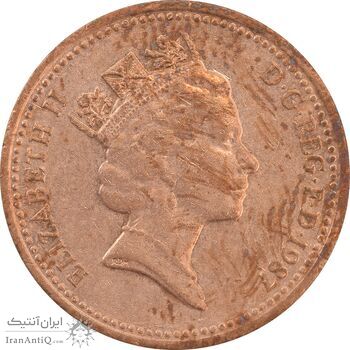 سکه 1 پنی 1987 الیزابت دوم - AU53 - انگلستان