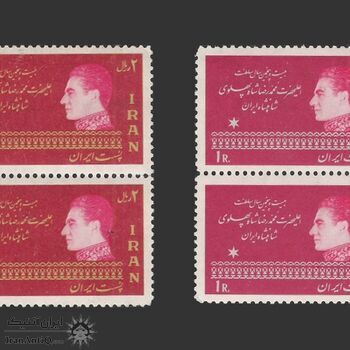 تمبر بیست و پنجمین سال سلطنت محمدرضا شاه 1344 - محمدرضا شاه تمبر بیست و پنجمین سال سلطنت محمدرضا شاه 1344 - محمدرضا شاه